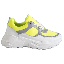 Ideal Shoes Neonowe Obuwie Sportowe białe wielokolorowe żółte