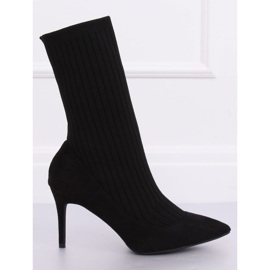 Botki ze skarpetkową cholewką czarne T5033 Black