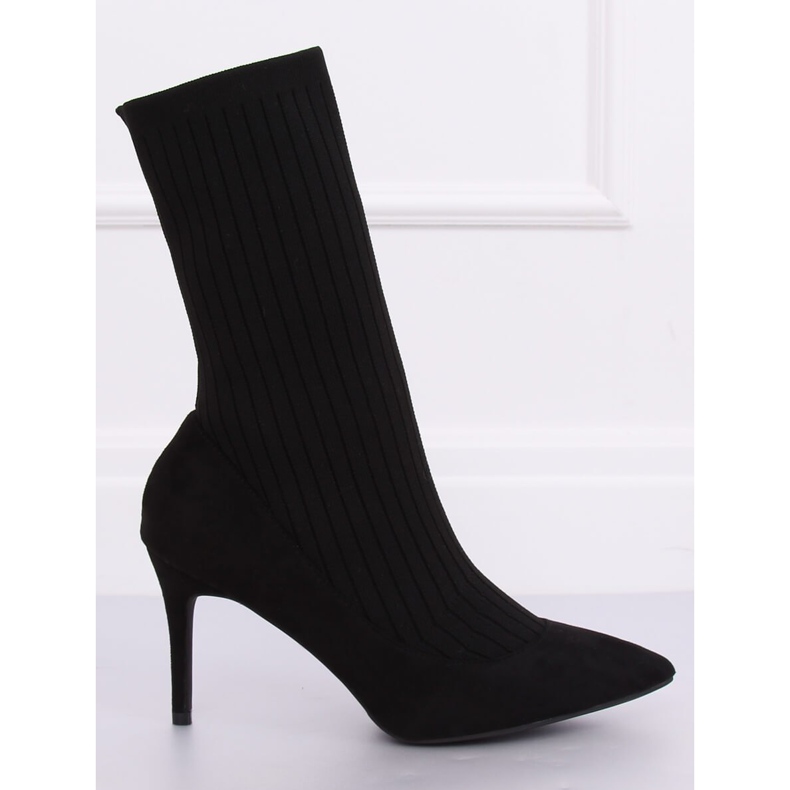 Botki ze skarpetkową cholewką czarne T5033 Black