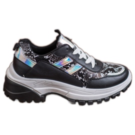 SHELOVET Czarne Sneakersy Snake Print