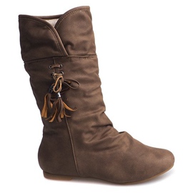 Ocieplane Botki Saszki Kozaki XQ38 Khaki zielone