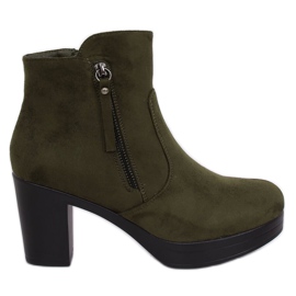 Botki na obcasie zielone 8B882 Green