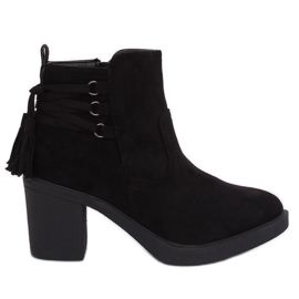 Botki kauczukowym obcasie czarne AFM-6139 Black
