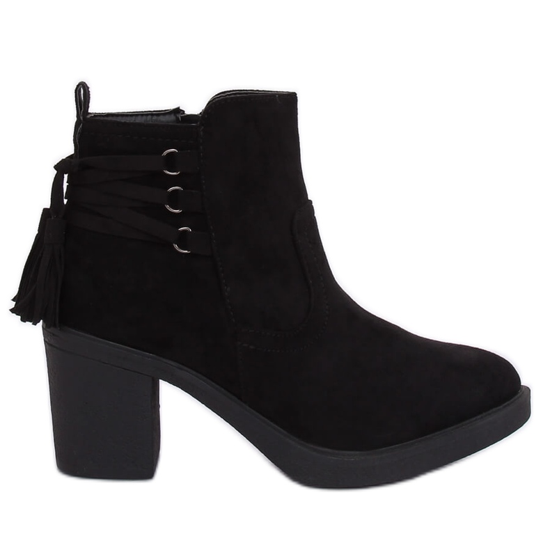 Botki kauczukowym obcasie czarne AFM-6139 Black