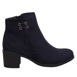 Botki damskie na obcasie granatowe 8B982 Blue