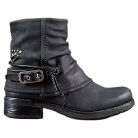 SHELOVET Workery Z Ozdobną Sprzączką czarne