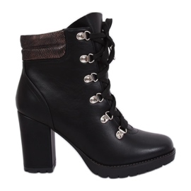 Timberki na obcasie czarne 8992-PU Black
