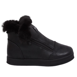 Trampki za kostkę z futerkiem czarne W19-29 Black