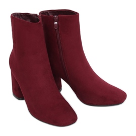 Botki na obcasie bordowe 3486 Wine Red czerwone