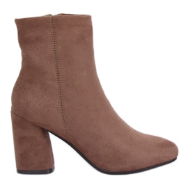 Botki na obcasie beżowe 3486 Khaki beżowy