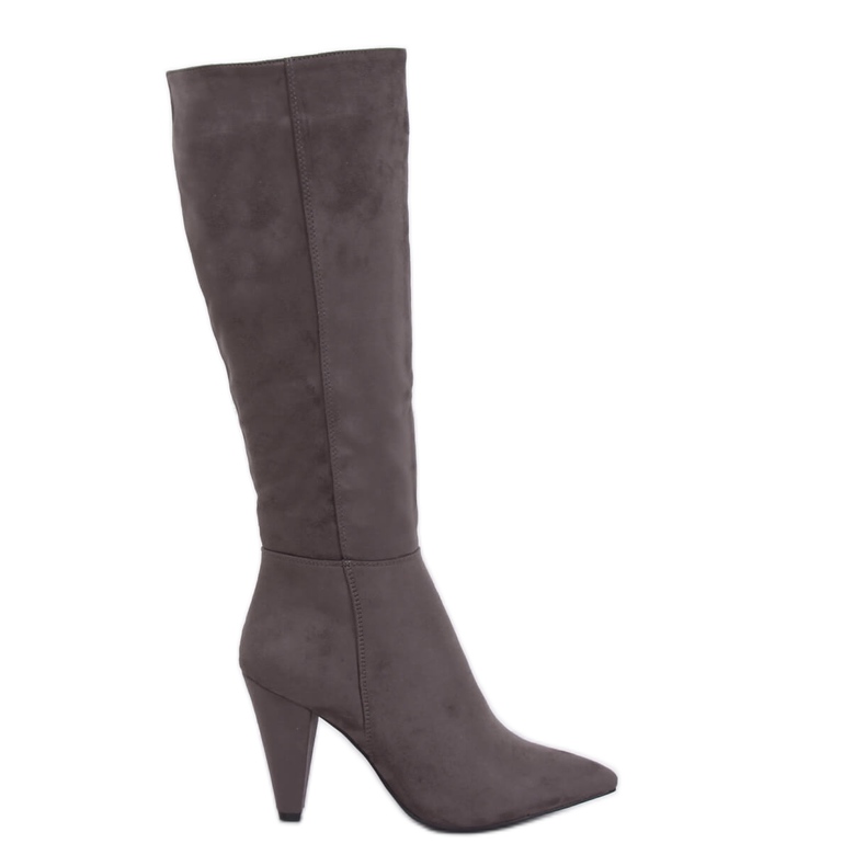 Kozaki na obcasie klasyczne szare 8677 Grey