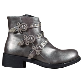 Forever Folie Botki Z Ćwiekami szare