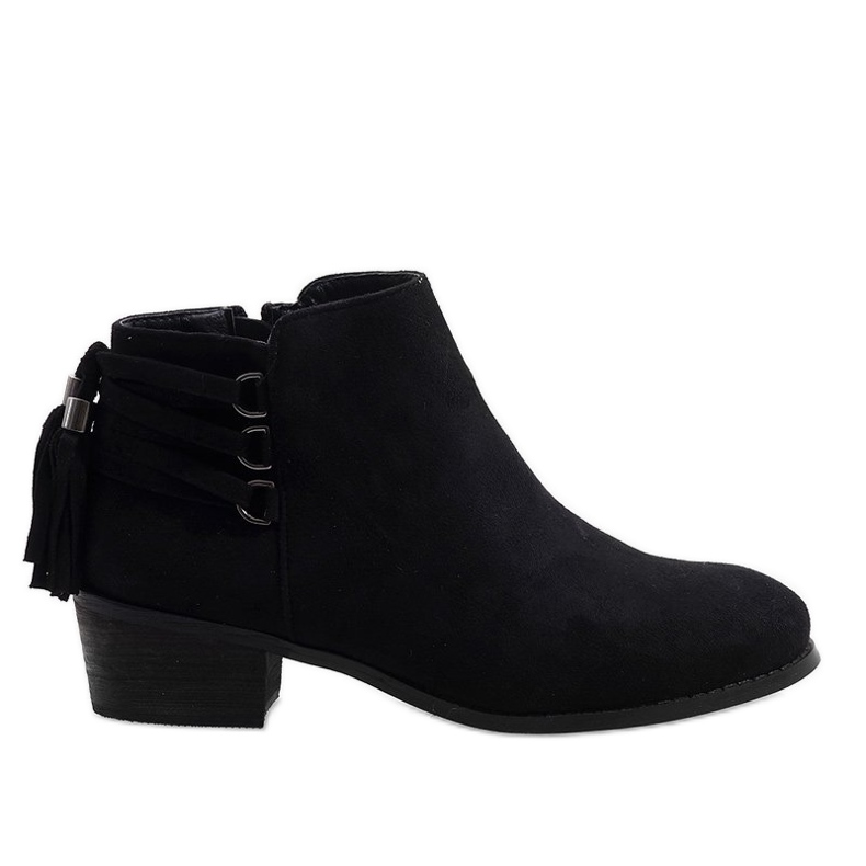 Czarne zamszowe ocieplane botki SJ1819-1