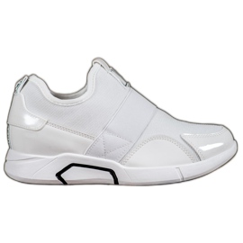 Ideal Shoes Wsuwane Trampki Fashion białe