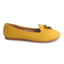 Zamszowe Balerinki Z Waszką 9988 Żółty żółte