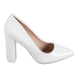 Diamantique Czółenka Na Słupku białe