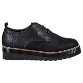 SHELOVET Półbuty Na Platformie Snake Print czarne