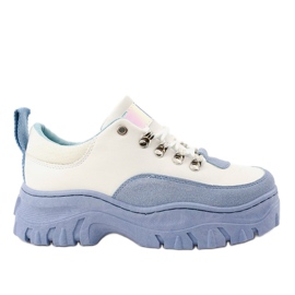 Biało-niebieskie damskie obuwie sportowe PF5329 białe
