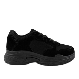 Czarne zamszowe obuwie sportowe damskie R-372