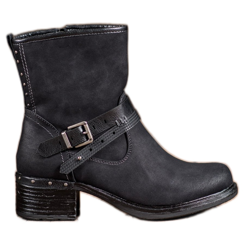 SHELOVET Wysokie Botki Ze Sprzączką czarne