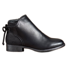 Abloom Botki Z Eko Skóry Z Kokardą czarne