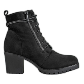 Super Me Sznurowane Botki Na Platformie czarne