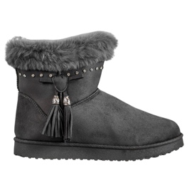 SHELOVET Mukluki Z Kryształkami szare