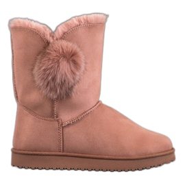 SHELOVET Mukluki Z Pomponem różowe