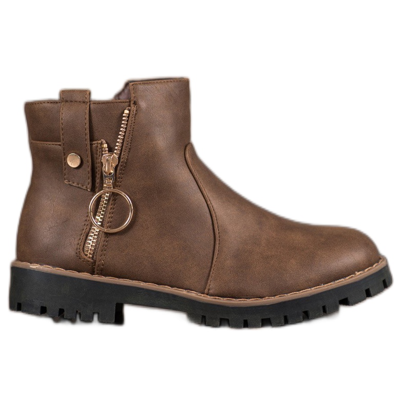 Jumex Botki Z Ozdobnym Suwakiem brązowe