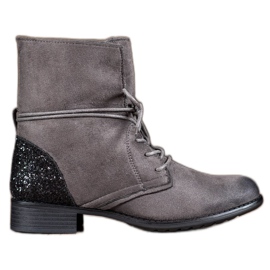 S. BARSKI Szare Sznurowane Botki