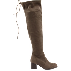 M.Daszyński Kozaki zamszowe za kolano brązowe