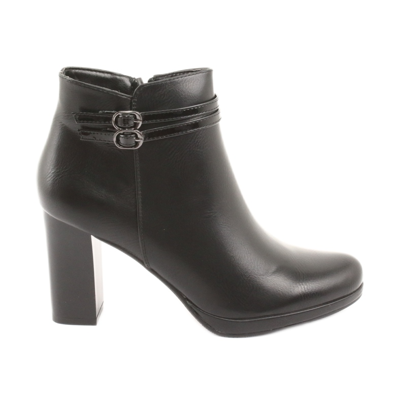 M.Daszyński Botki damskie na słupku czarne