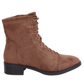 Botki sznurowane beżowe 3127 Khaki beżowy