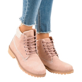 Różowe traperki bez ocieplenia W-3033