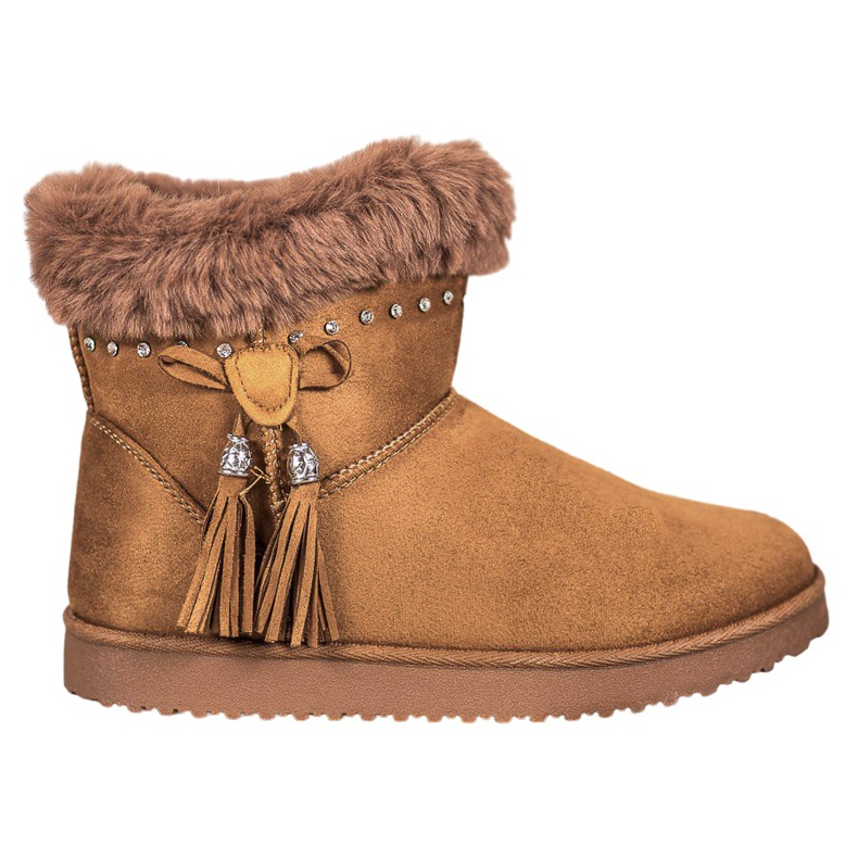 SHELOVET Mukluki Z Kryształkami brązowe
