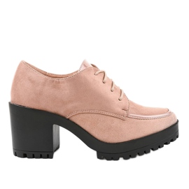 Różowe botki na słupku masywne HQ651