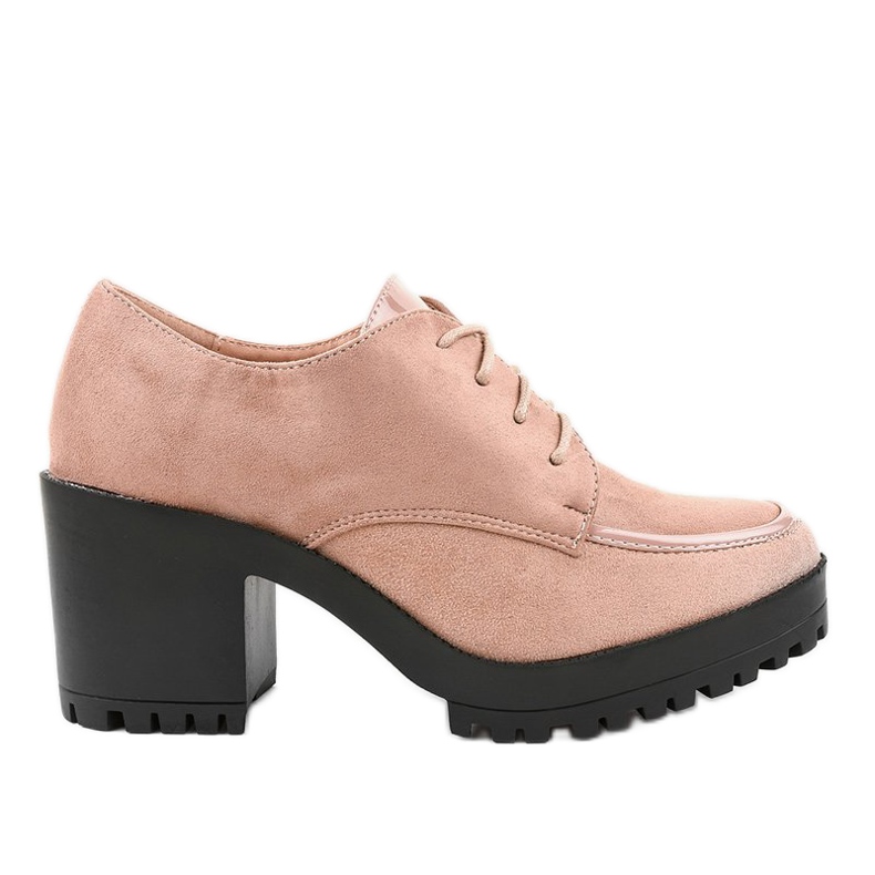 Różowe botki na słupku masywne HQ651