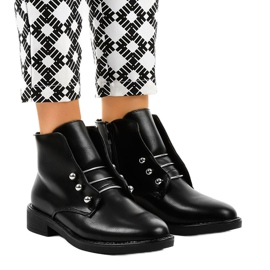 Czarne płaskie botki damskie YF0535