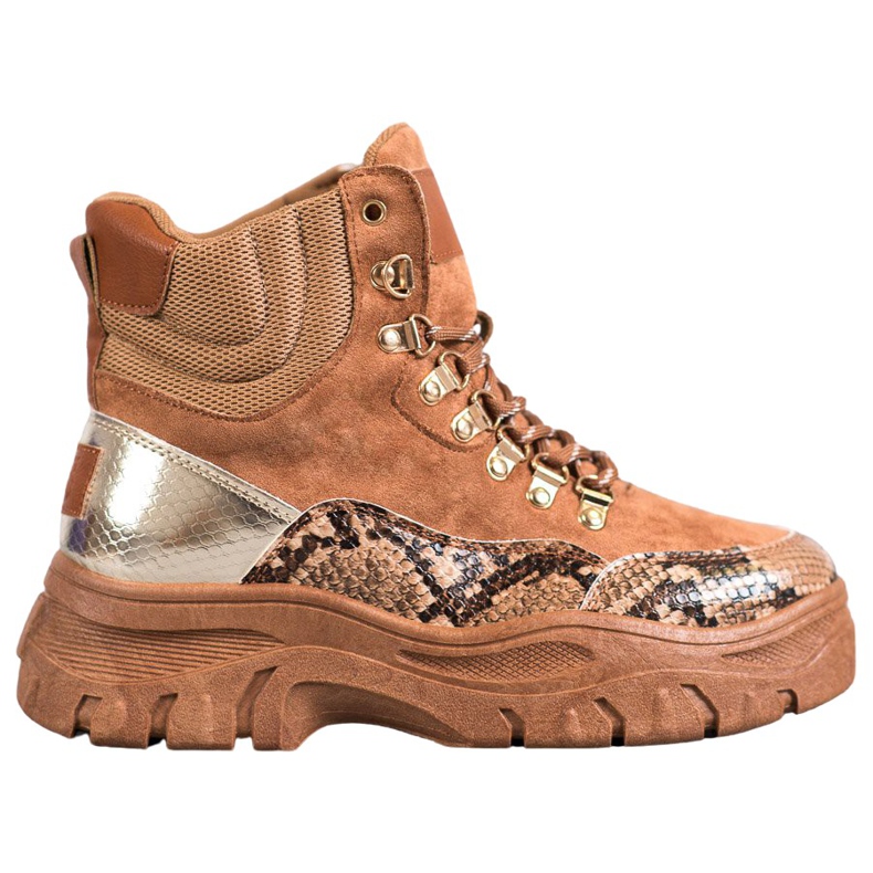 Sznurowane Botki VICES brązowe