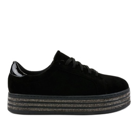 Czarne trampki zdobione damskie G280