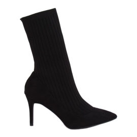 Botki ze skarpetkową cholewką czarne T5033 Black