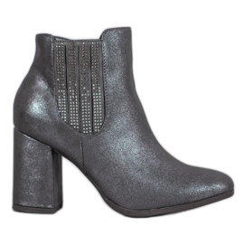 Kylie Eleganckie Botki Na Słupku szare