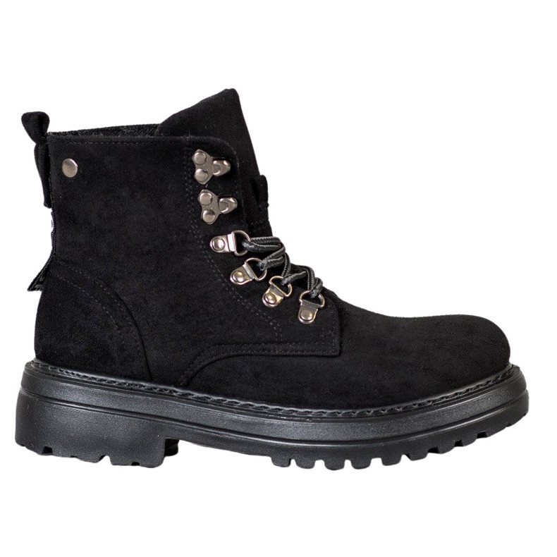 SHELOVET Sznurowane Traperki czarne