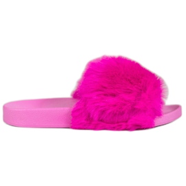 Bona Klapki Z Futerkiem różowe
