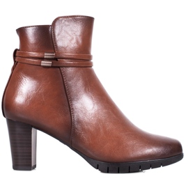 Klasyczne Botki Na Słupku brązowe