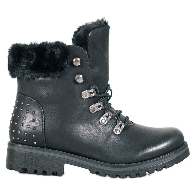 SHELOVET Traperki Z Dżetami czarne