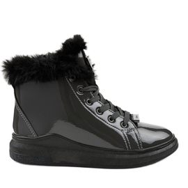 Lakierowane cieplane szare trampki TL135-7