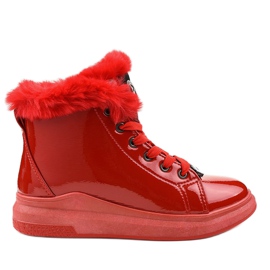 Lakierowane cieplane czerowne trampki TL135-10 czerwone