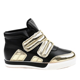 Czarne ocieplane trampki na koturnie GF-ZM26