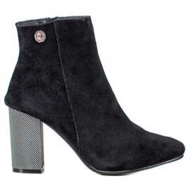 Goodin Skórzne Botki Na Słupku czarne